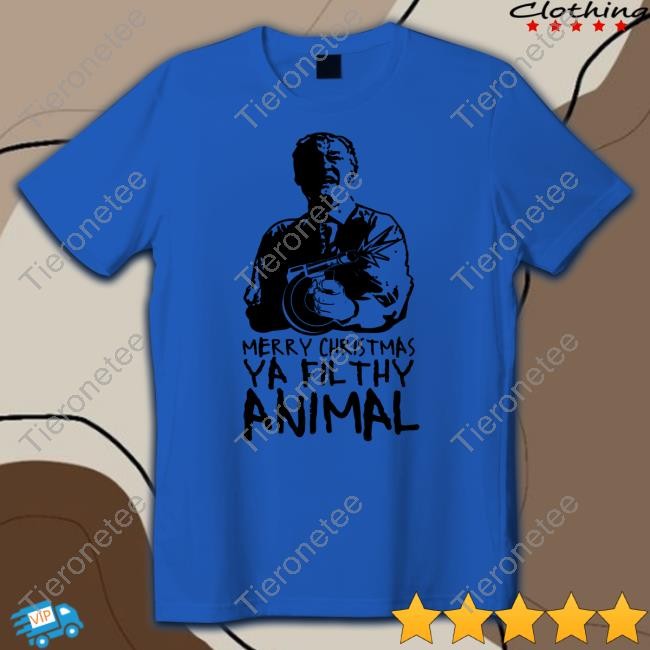 Official Bunker Branding Merry Christmas Ya Filthy Animal T Shirt