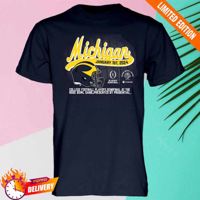 Official Mden Merch Store The M Den Michigan Rose Bowl Blue84 University Of Michigan Football 2024 Rose Bowl Game Navy Top Shirt Mden Apparel