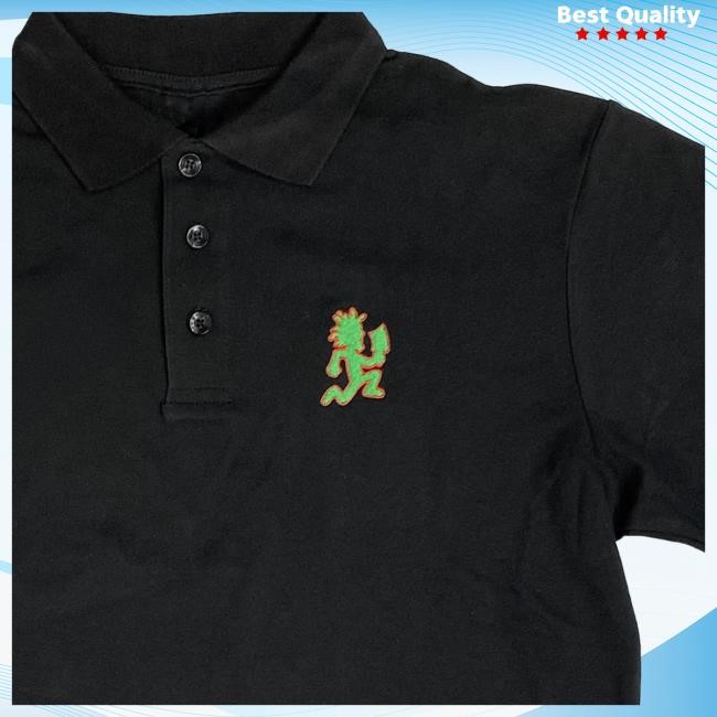 Official Icp Merch Clothing Store Insane Clown Posse "Hatchetman Green" Embroidered Polo Tshirt