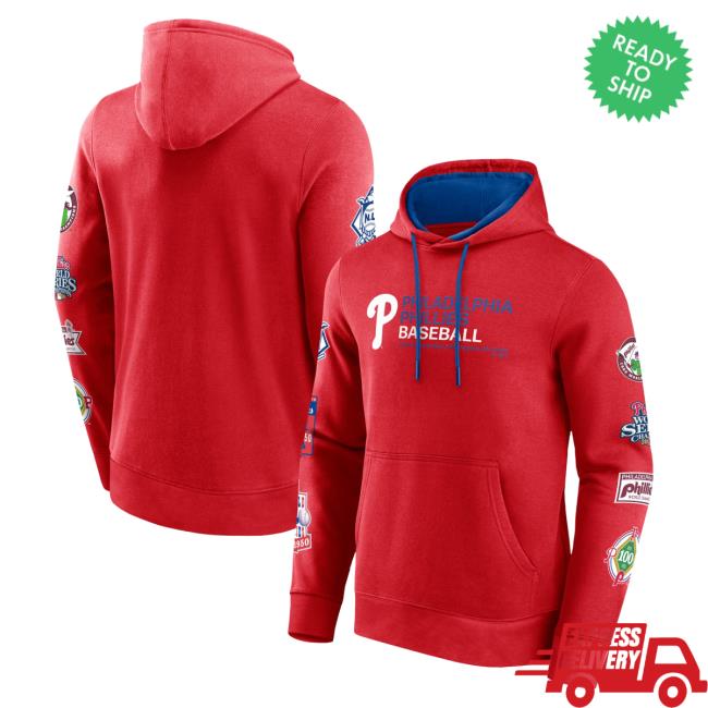 Official Philadelphia Phillies Fanatics Branded Red Extra Innings Attractive Hoodie
