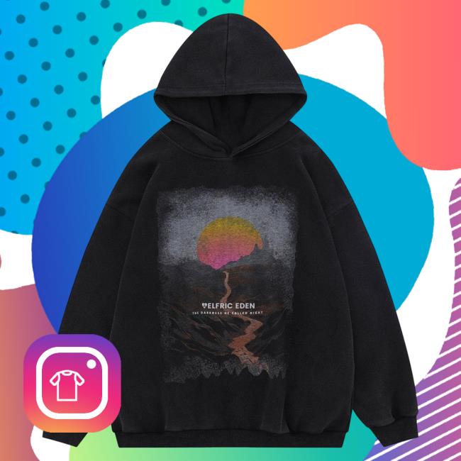 Official Aelfric Eden Clothing Merch Store Aelfric Eden Mountain Sunset Print Hood Black AelfricEden