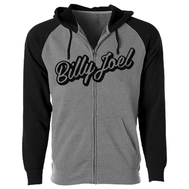 Official Billy Joel Merch Store Billy Joel "Athletic Logo" Zip Popover Hoodie Billy Joel Shop BillyJoel