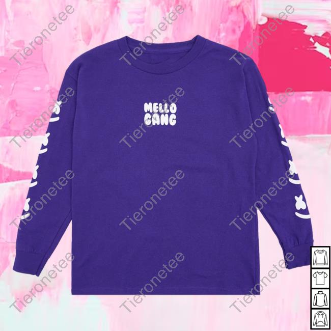 Official Marshmello Music Clothing Store Shop Mellogang Faces L/S Crew neck Sweatshirt Purple Marshmellomusic Merch