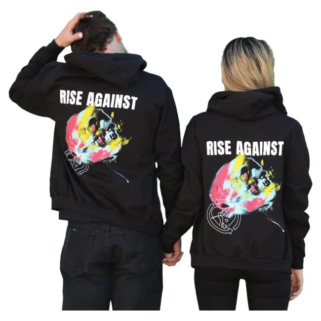Official Rise Against Projecting Skull Zip Up Attractive Hoodie (Black)
