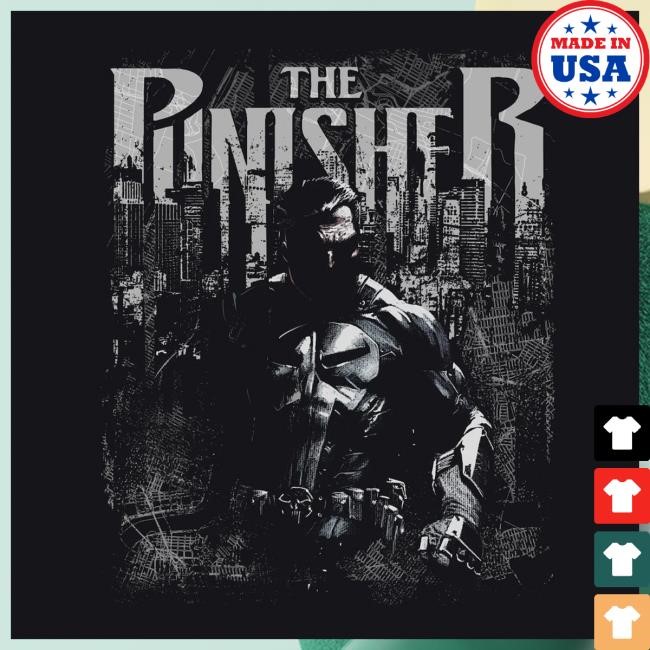 Official Heroes And Villains Marvel The Punisher NYC Skyline Popover Hoodie