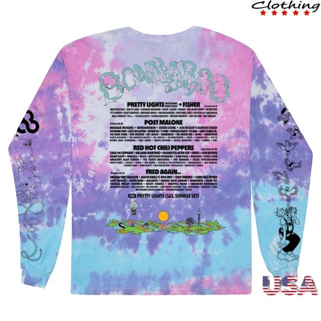 Official Bonnaroo Hot Air Balloon Long Sleeve Shirt Tie Dye Lineup
