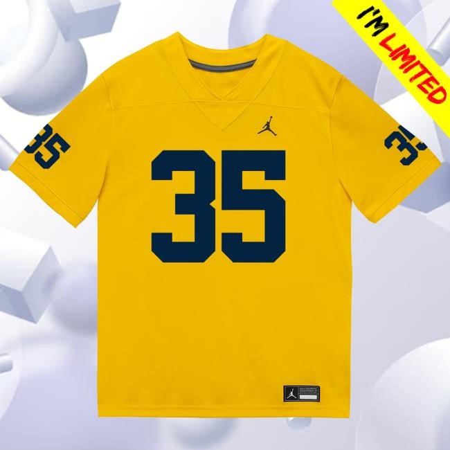 Michigan Wolverines #35 Stuart Blake Student Athlete Maize Football Jersey Tees The M Den Shop Official