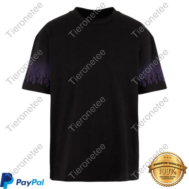 Official Vision Of Super Purple Negative Flames Black Shirt New
