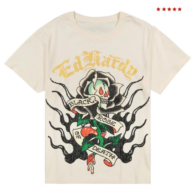 Official Ed Hardy Merch Store Black Rose Boxy Shirt