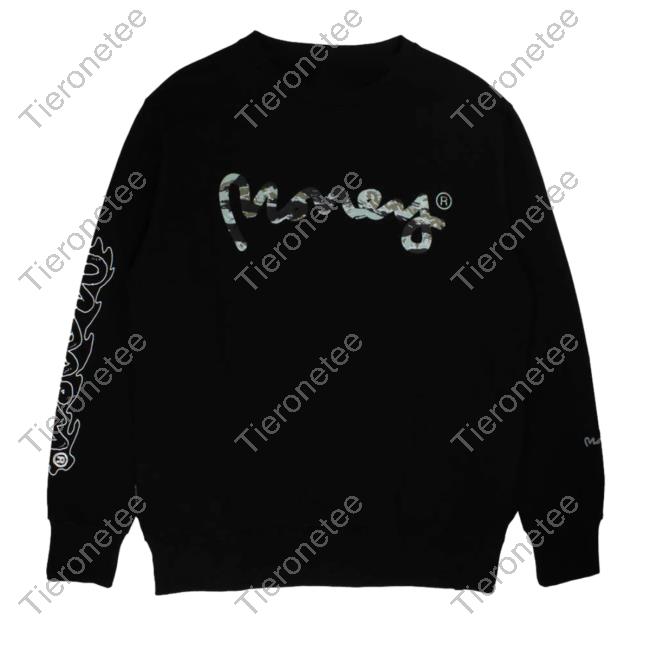 Official Money Clothing Woodland Camo Fill Crew neck Sweatshirt Black
