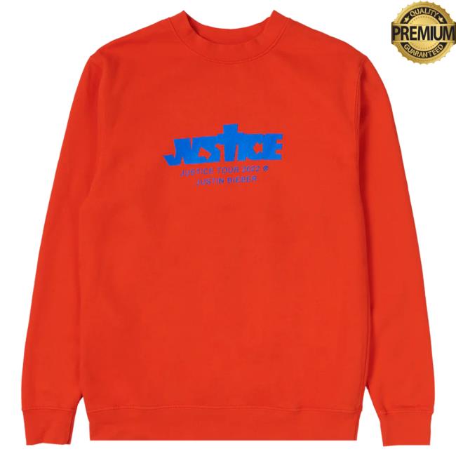 Official Justin Bieber Merch Store Shop Justin Bieber Justice Us & Canada Tour Orange Crew neck Sweatshirt JustinBieber Apparel Clothing