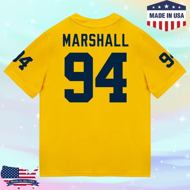Michigan Wolverines #94 Nate Marshall Student Athlete Maize Football Jersey Hot Shirt The M Den Shop