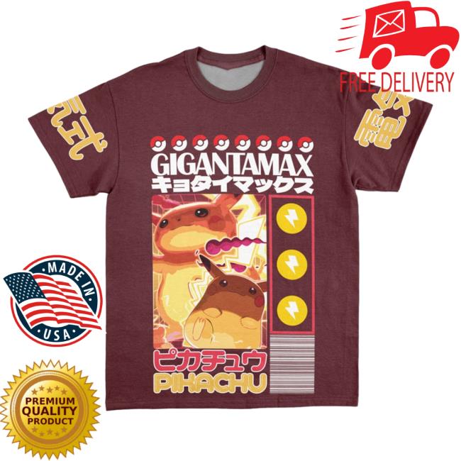 Official Anime Ape Clothing Gigantamax Pikachu Pokemon Streetwear AOP Tee 3D All Over Print Animeape