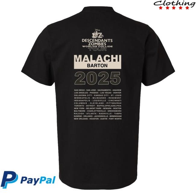 Official Worlds Collide Tour Merch Malachi Barton Cast Tees