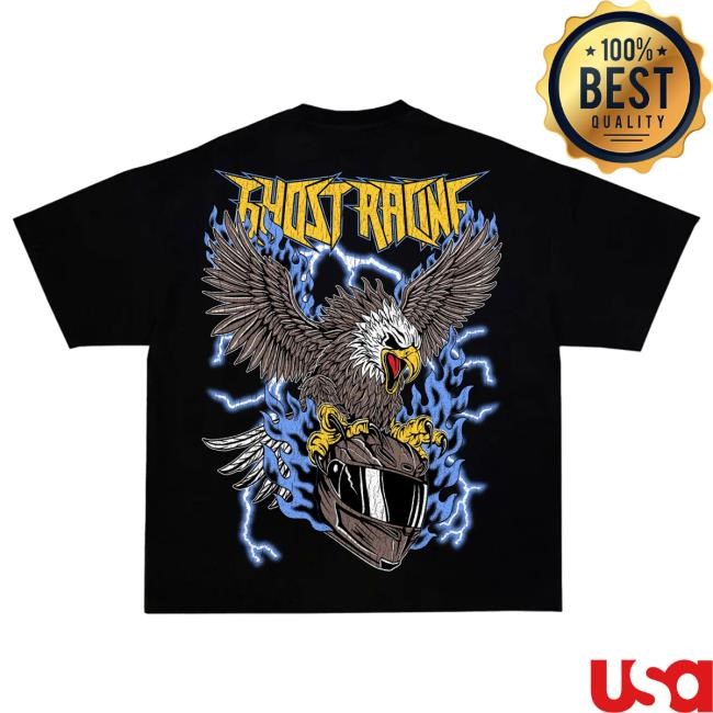 Official Ghost Racing Clothing Blue Flaming Eagle Hot Shirt - Black