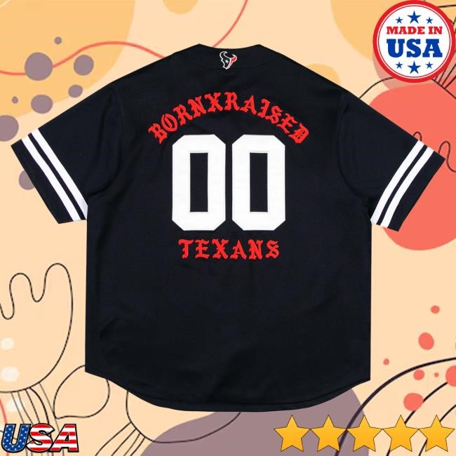 Official Born X Raised Merch Store Born X Raised + Texans Button Up Jersey: Deep Steel Blue Tshirt