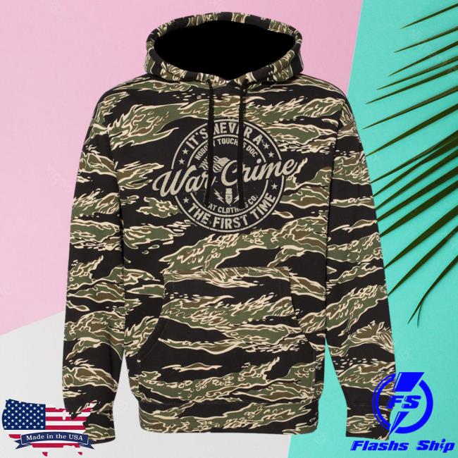 Official The Fat Electrician Merch Bunker Branding War Crime Tiger Camo Pull Over Hoodie