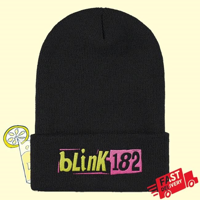 Blink 182 Merch Blink-182 Black Logo Beanie