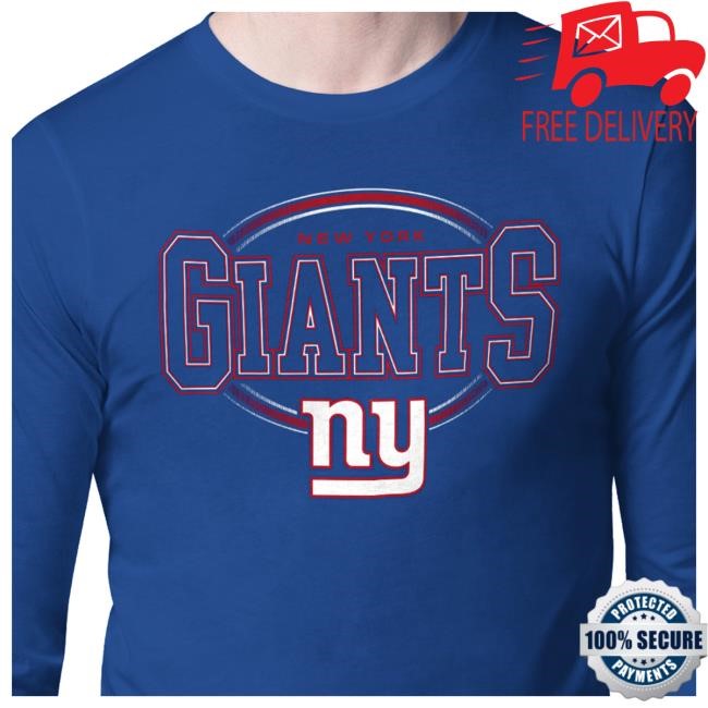 Official New York Giants Apparel Men's Starter Royal New York Giants Team Track Graphic Long Sleeve T-Shirts NewYorkGiants
