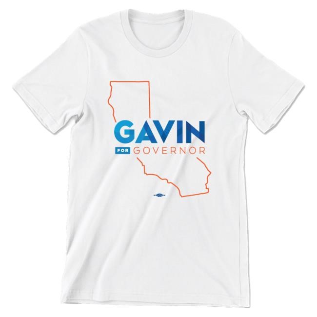 Official Gavin Newsom Shop Logo State (Unisex White Tee) Top Shirt