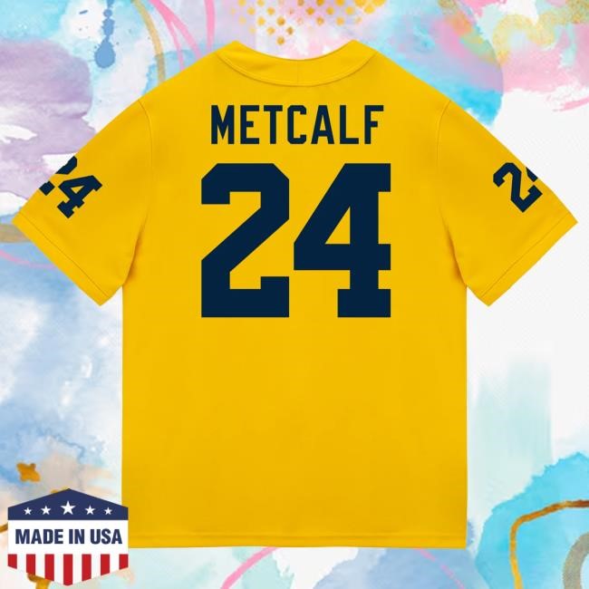 Michigan Wolverines #24 Tevis Metcalf Student Athlete Maize Football Jersey Tshirt The M Den Shop