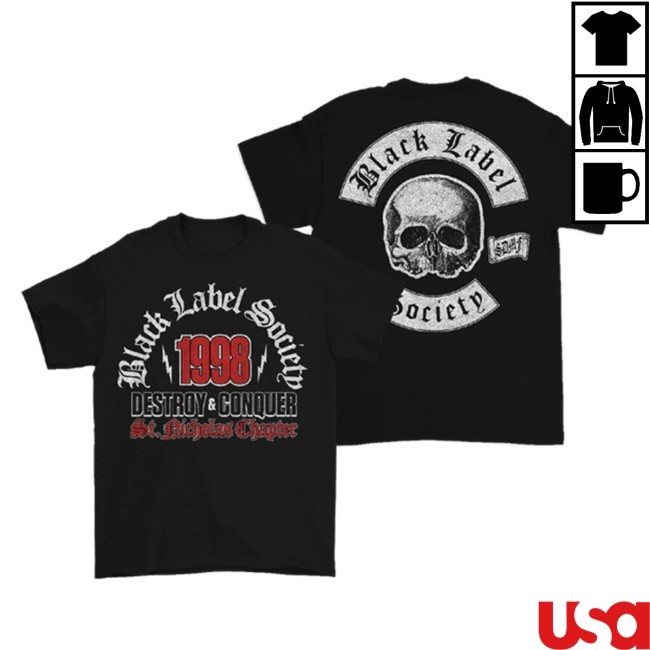 Destroy And Conquer St. Nicholas Chapter New T-Shirt Black Label Society