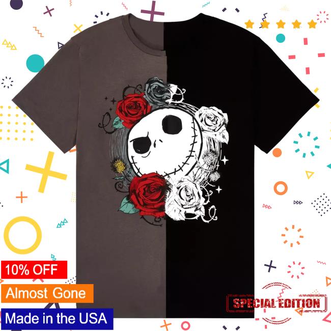 Official Box Lunch Clothing Shop Store Disney The Nightmare Before Christmas Jack Skellington Floral Split Color Block Shirt Boxlunch Merch