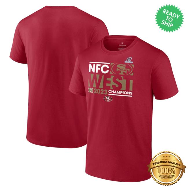 Official San Francisco 49ers Fanatics Branded Scarlet 2023 NFC West Division Champions Conquer Hot Shirt
