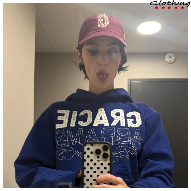 Official Gracie Abrams Merch Store Gracie Abrams Letter Repeat Navy Unisex Hoodies GracieAbrams