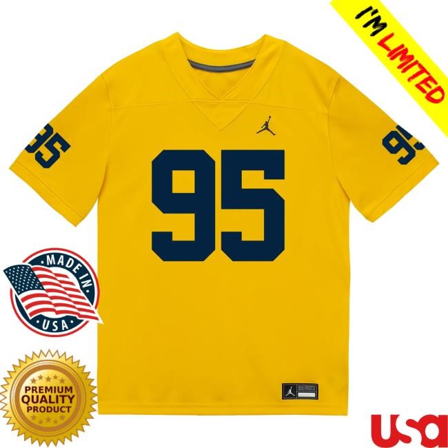 Michigan Wolverines #95 Trey Pierce Student Athlete Maize Football Jersey Shirts The M Den Shop