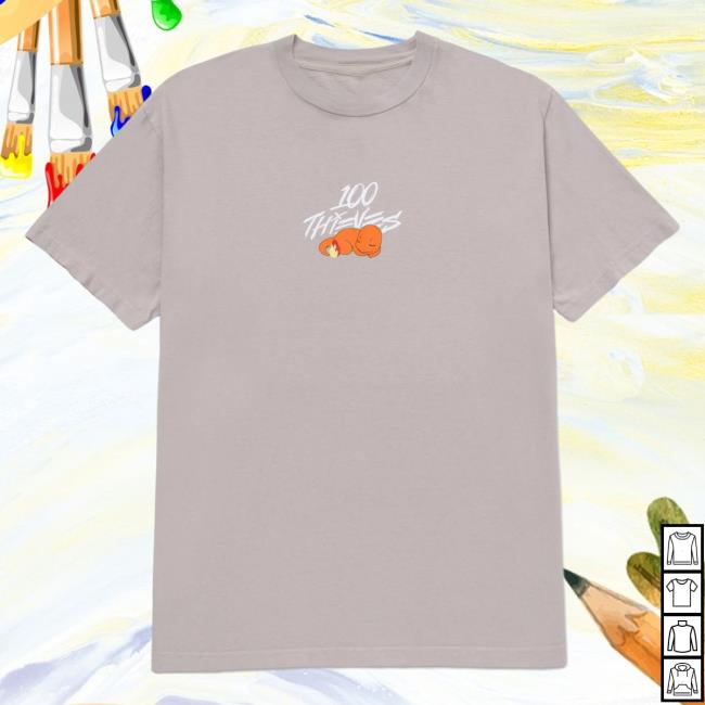 Official 100 Thieves Merch Store Shop 100Thieves Charmander Core T-Shirts - Light Grey 100T