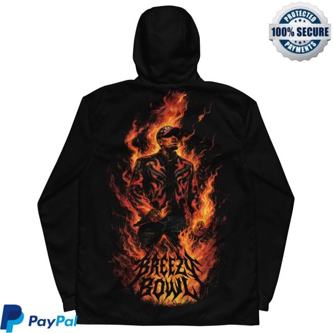 Official Chris Brown BREEZY BOWL FLAME Pullover Hoodie ChrisBrown