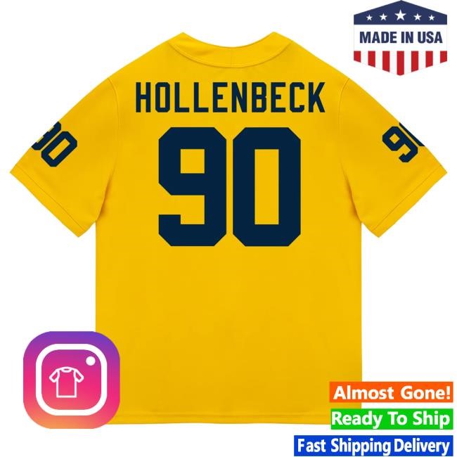 Michigan Wolverines #90 Hudson Hollenbeck Student Athlete Maize Football Jersey T Shirt The M Den Shop