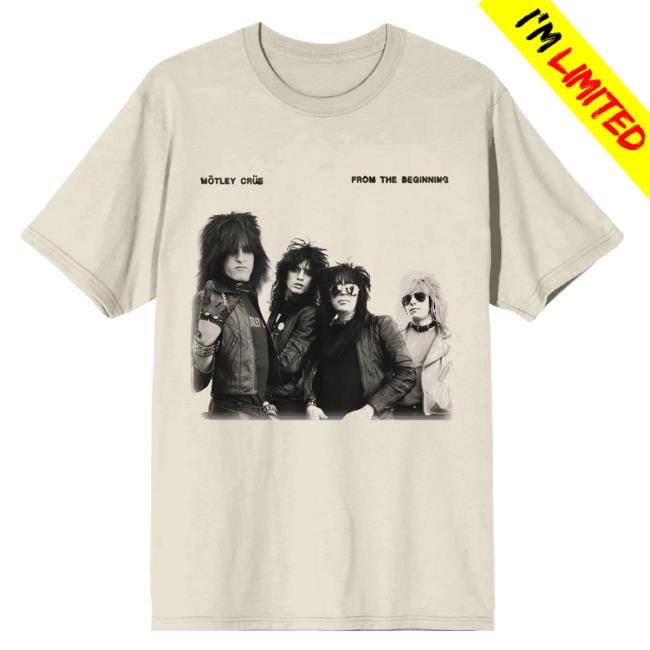 Official Motley Crue Merch Store Mötley Crüe From the Beginning Vintage White New Shirt