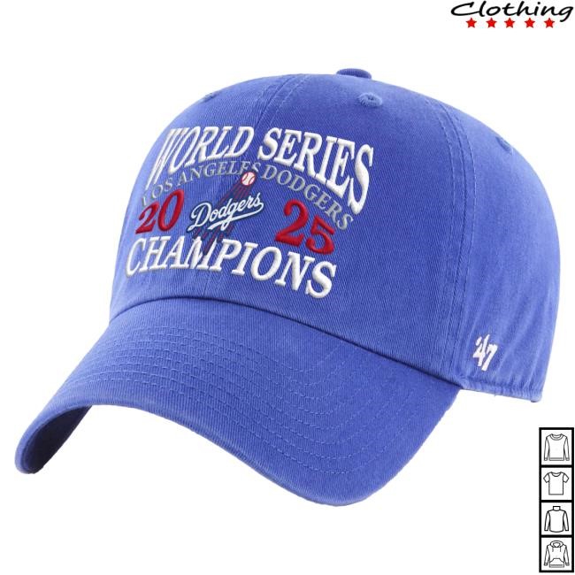 Official Men's Los Angeles Dodgers '47 Royal 2025 World Series Champions Clean Up Adjustable Hat Mlb Shop
