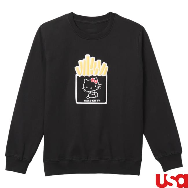 Official Sanrio Apparel Clothing Merch Store Shop Hello Kitty French Fries Crew Black