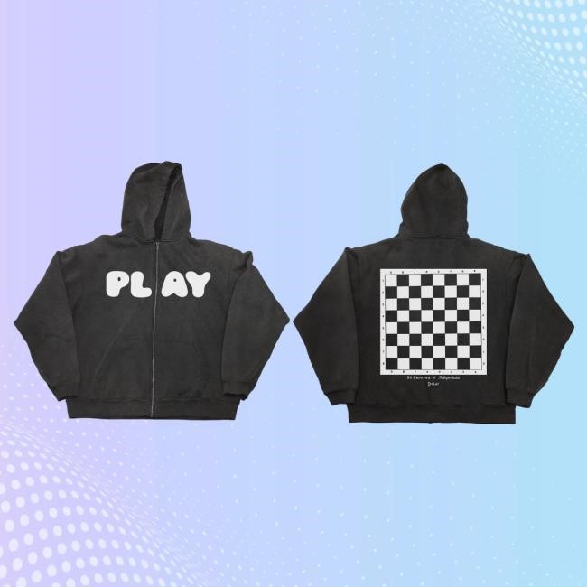 Official Ed Sheeran Merch Play x KidSuper Black Zip-Up Pullover Hoodie EdSheeran