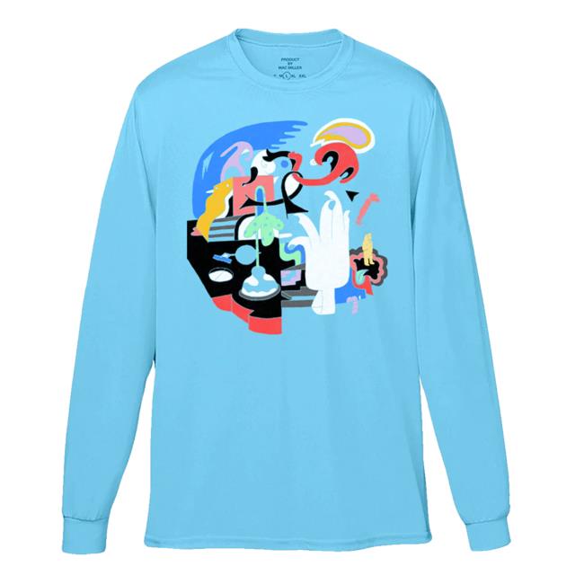 Mac Miller Faces Blue Long Sleeve T-Shirts