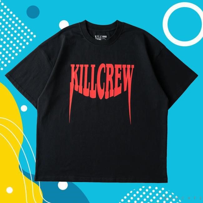 Official Kill Crew Apparel Clothing Oversized "Fangs" Popover Shirt - Black KillCrew Shop