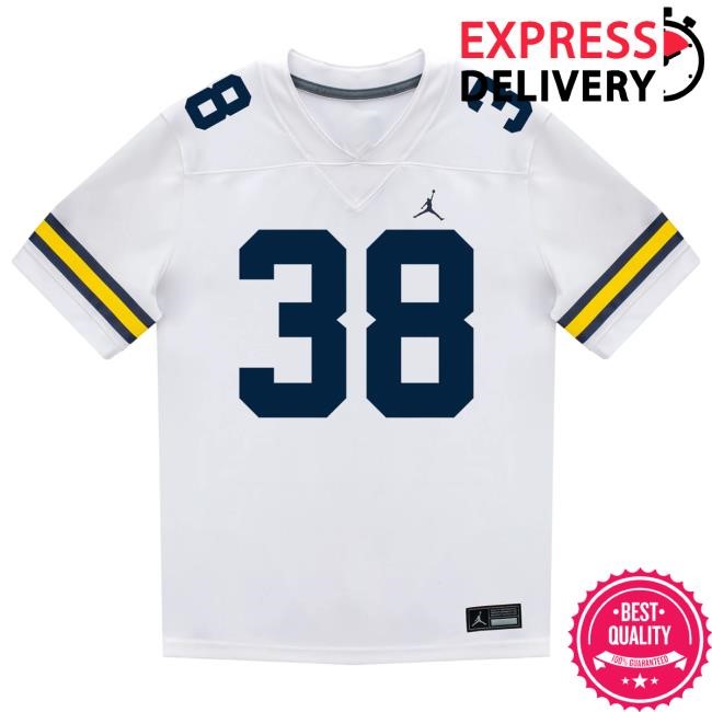 Michigan Wolverines #38 Bryce Wilcox Student Athlete White Football Jersey Tshirt The M Den Shop