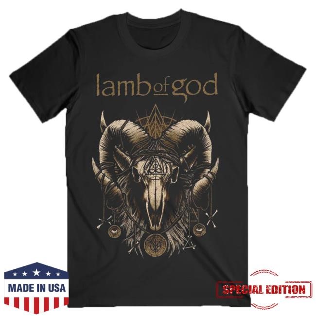 Official Lamb Of God Ram Skull Black T Shirt