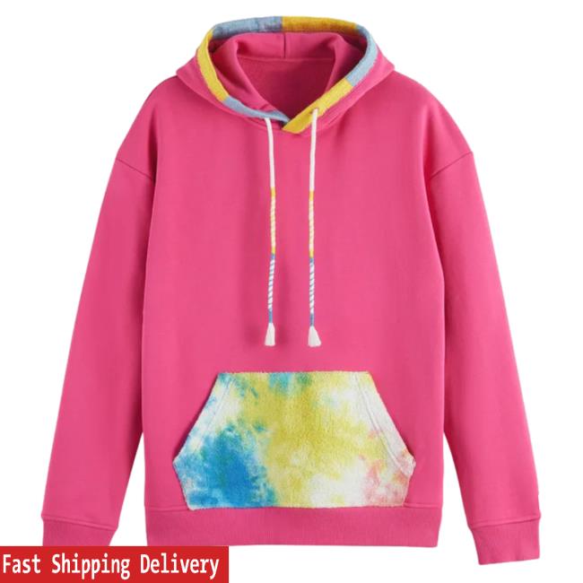 Official Neiman Marcus Clothing Store Shop Scotch & Soda Towelling Pocket Hoodie Pullover Hoodie Mystic Pink Neimanmarcus