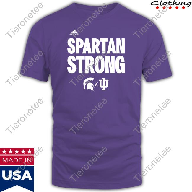 Official Adidas Indiana Basketball And Michigan State University Basketball Spartan Strong Shirt