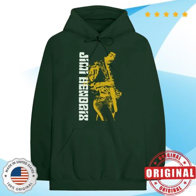 Jimi Hendrix Guitar Forest Green Hooded Sweatshirt