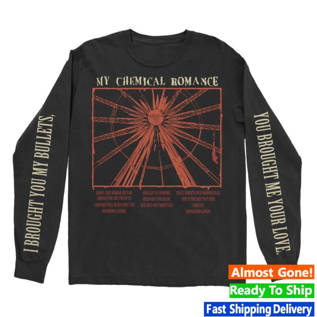 Official My Chemical Romance Merch Bullets Track I Brought You My Bullets You Brought Me Your Love Long Sleeve Tee
