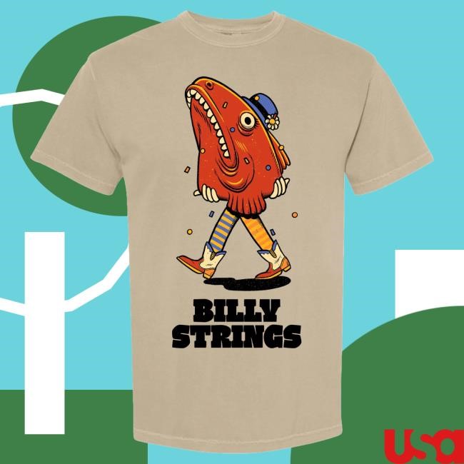 Official Billy Strings Merch Store Walking Fish Tshirt with Dates (Pedro Correa)