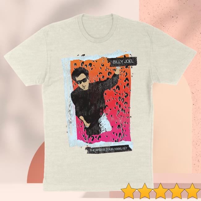 Official Billy Joel Merch Store Billy Joel Bridge Tour 86-87 Popover Shirt in Heather Natural Billy Joel Apparel Clothing Shop