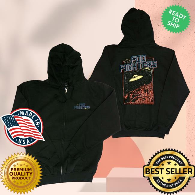 Official Merch Bar Foo Fighters UFO Zip Up Hooded Sweatshirt FooFighters Merchbar